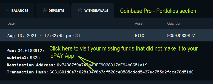 r/IoTeX - Warning: IoTex ioPAY App will not accept Coinbase Pro transfers. You may lose all your Crypto.