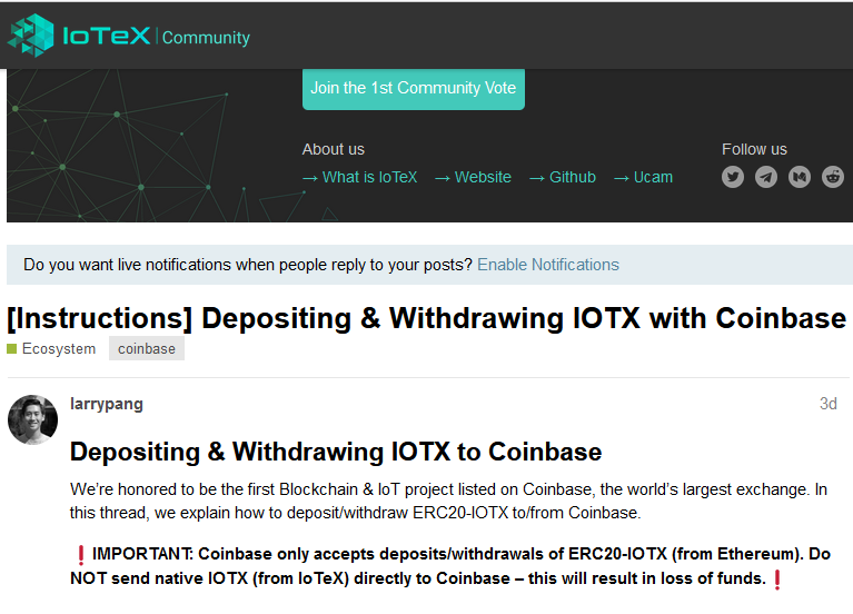 coinbase iotex